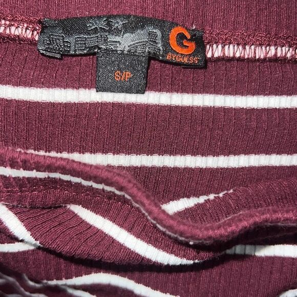 ✨g by guess striped burgundy off the shoulder long sleeve dress✨ - Picture 4 of 4